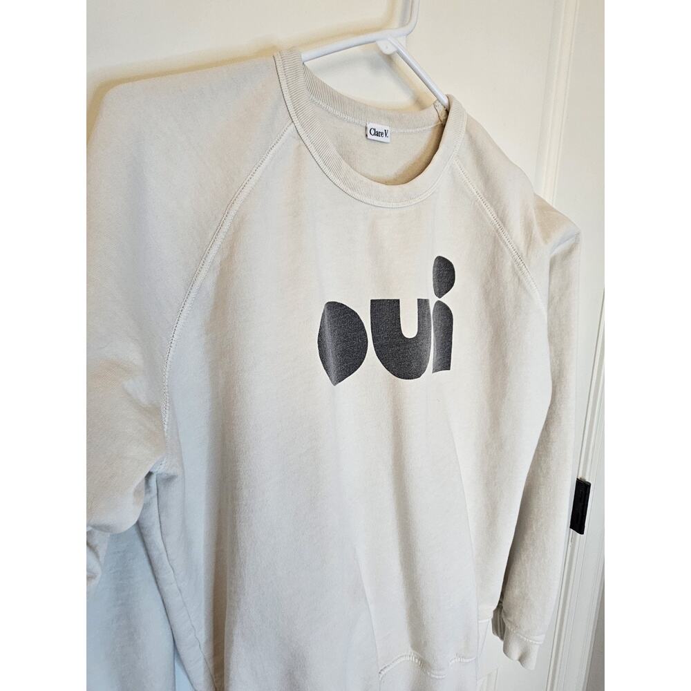 Clare V Oui Sweatshirt Size S/M Bone Cream Ivory - Picture 3 of 11